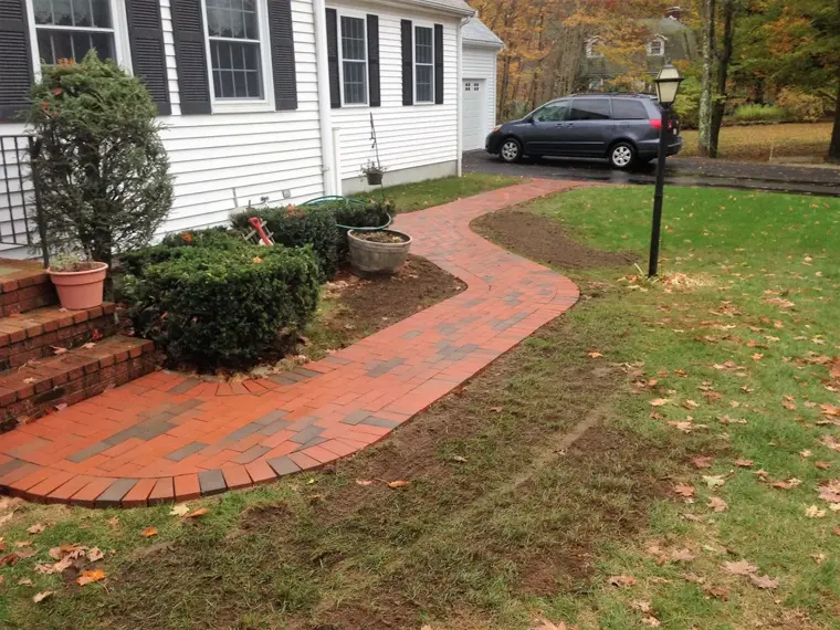 Brick walk with steps