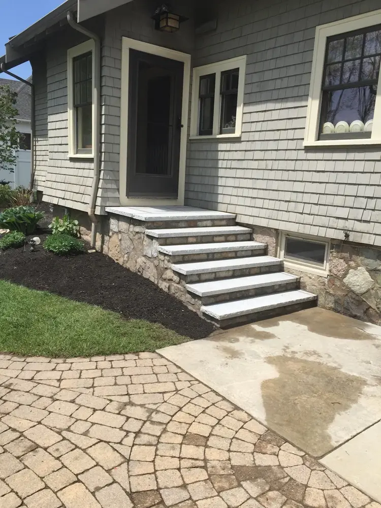 Bluestone treads on fieldstone steps