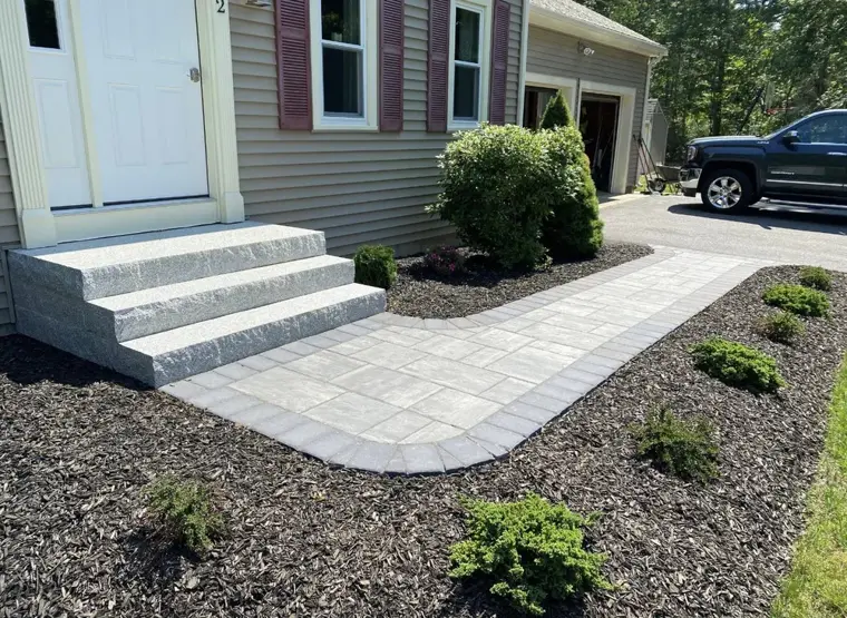 Granite steps and paver walkway